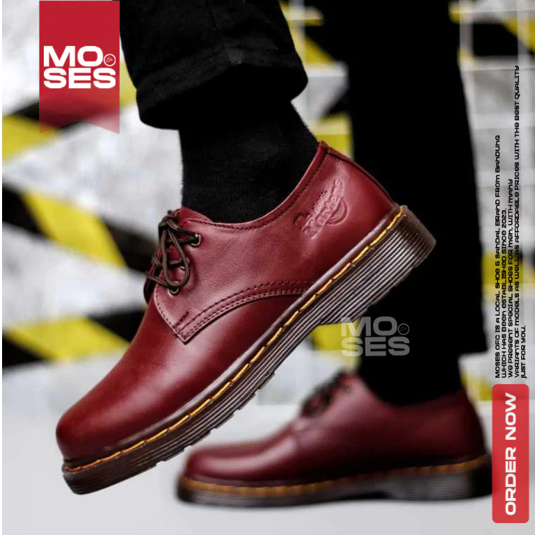 Jual MOSES Sepatu Formal Pantofel Kulit Asli Docmart Kerja Pria ...