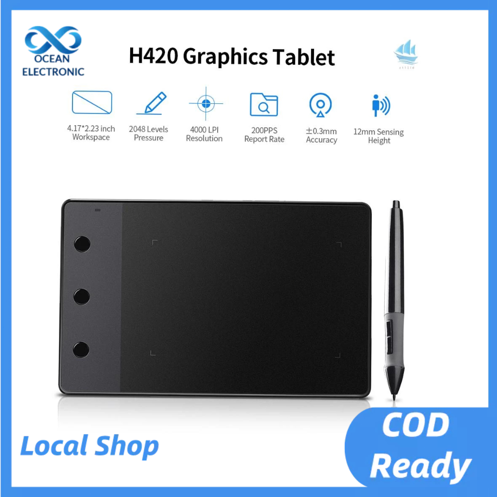Jual [Ready] Huion H420 Tablet Gambar Grafis Profesional dengan 3
