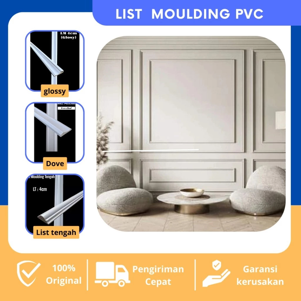 Jual OBRAL List Moulding Wainscoting /Ukuran 1 METER / Bahan Pvc anti