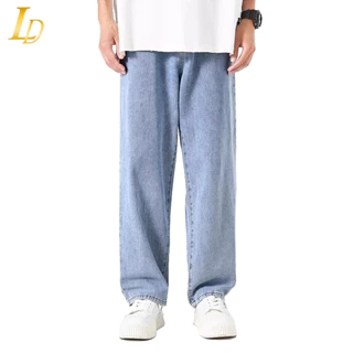 LD.BUSANA Celana Jeans Pria Celana denim panjang pria Celana longgar jeans Celana jeans reguler pria Baggy jeans pria Celana kulot jeans
