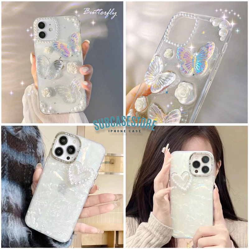 Jual 3D PEARL LOVE BUTTERFLY CASE IPHONE 11 12 13 14 15 PLUS 14 15