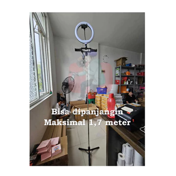 Paket Lampu Ring Light 26cm 33cm Live Dan Tripod Tongsis 1 7 Meter Free 3 Holder Hp Live Studio