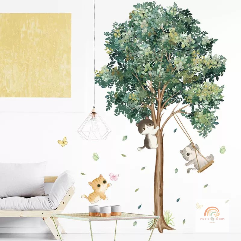Jual Wall Sticker Premium Dekorasi Rumah Pohon Ayunan Kucing Stiker ...