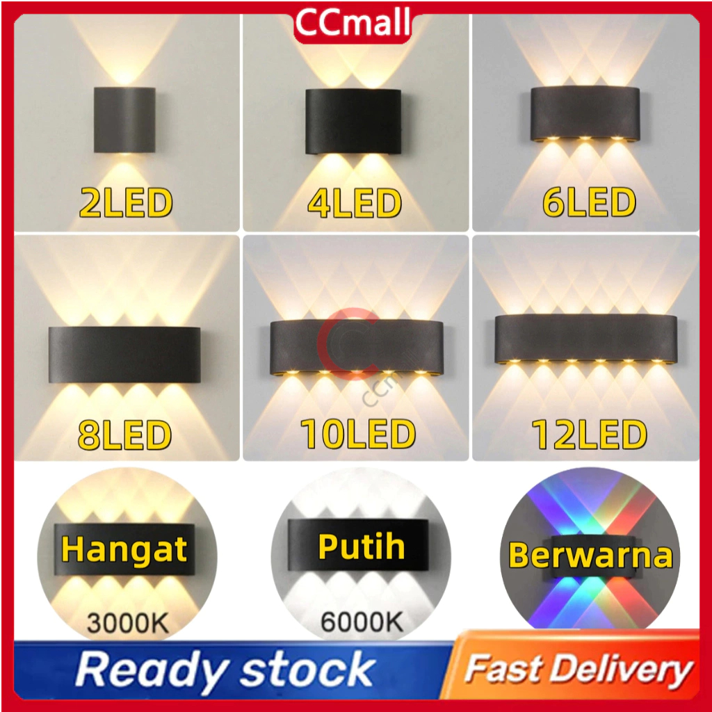 Jual Lampu Dinding 2/4/6/8/10/12W Cahaya Hangat/Putih Taman Outdoor Led ...