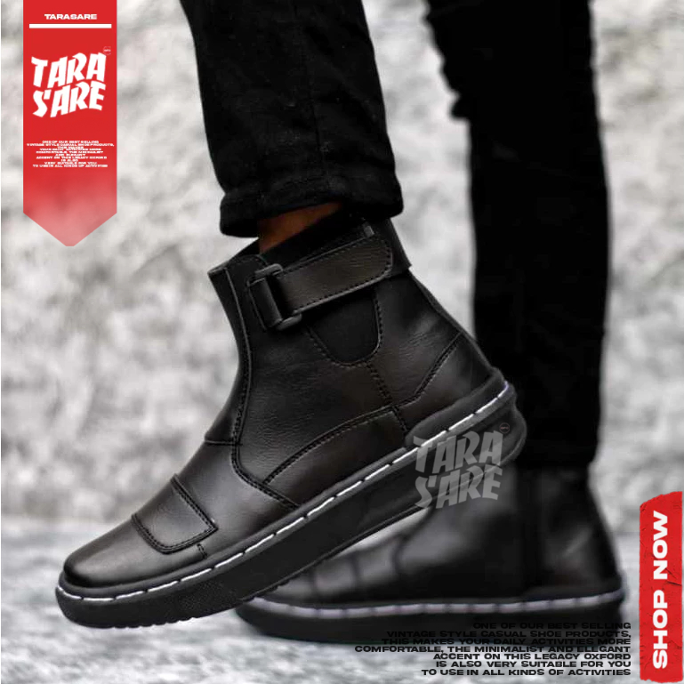 Jual ITADORI - Sepatu Formal Boots Rider Touring Docmart Pria Hitam ...