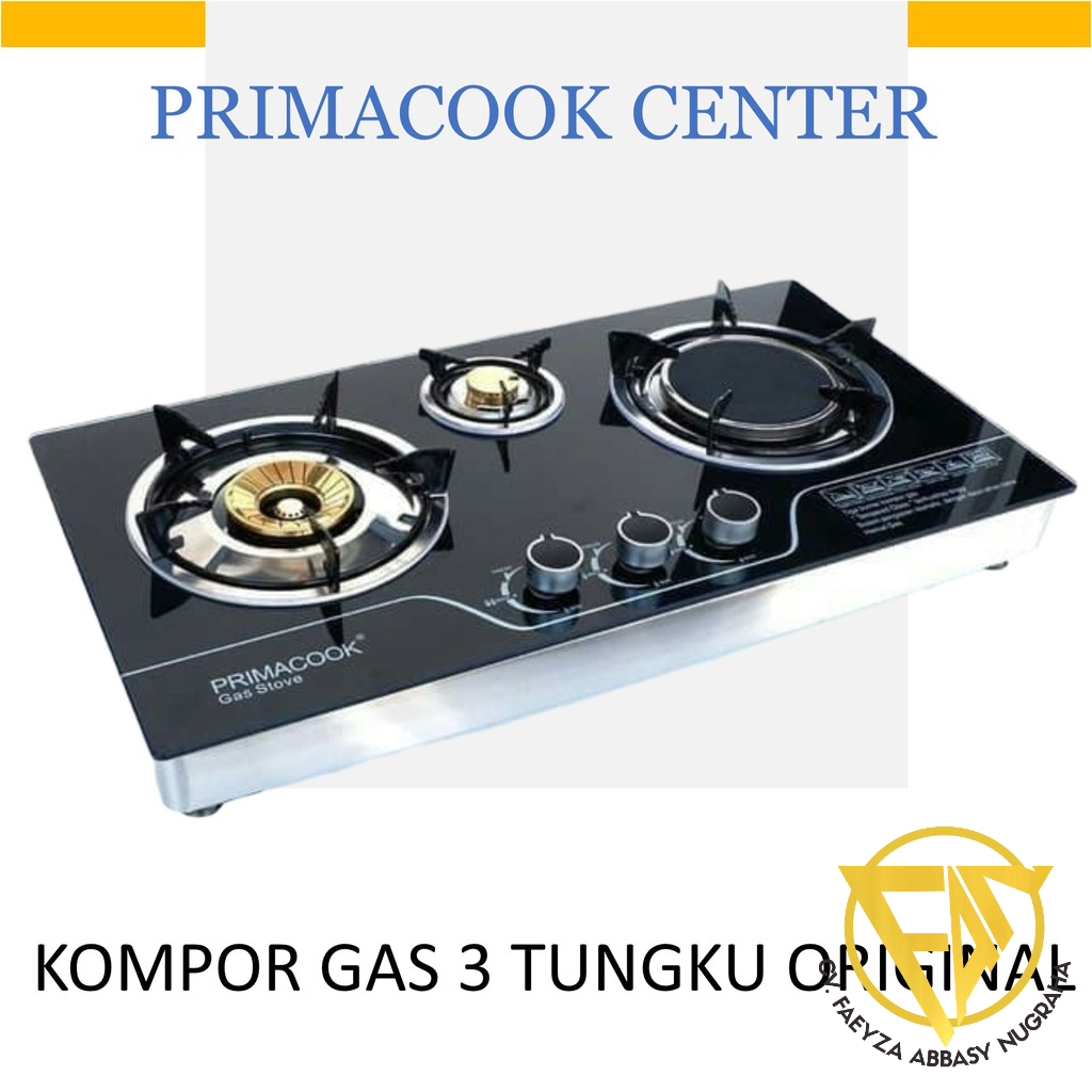 Jual Kompor Gas Tanam 3 Tungku Infrared Tempered Glass Prima Cook