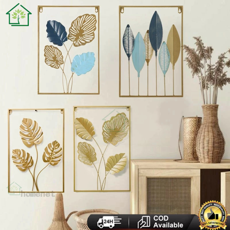 Jual 【Harga Minimum】 COD WallDecor Hiasan Dinding Frame Metal Gold Daun ...