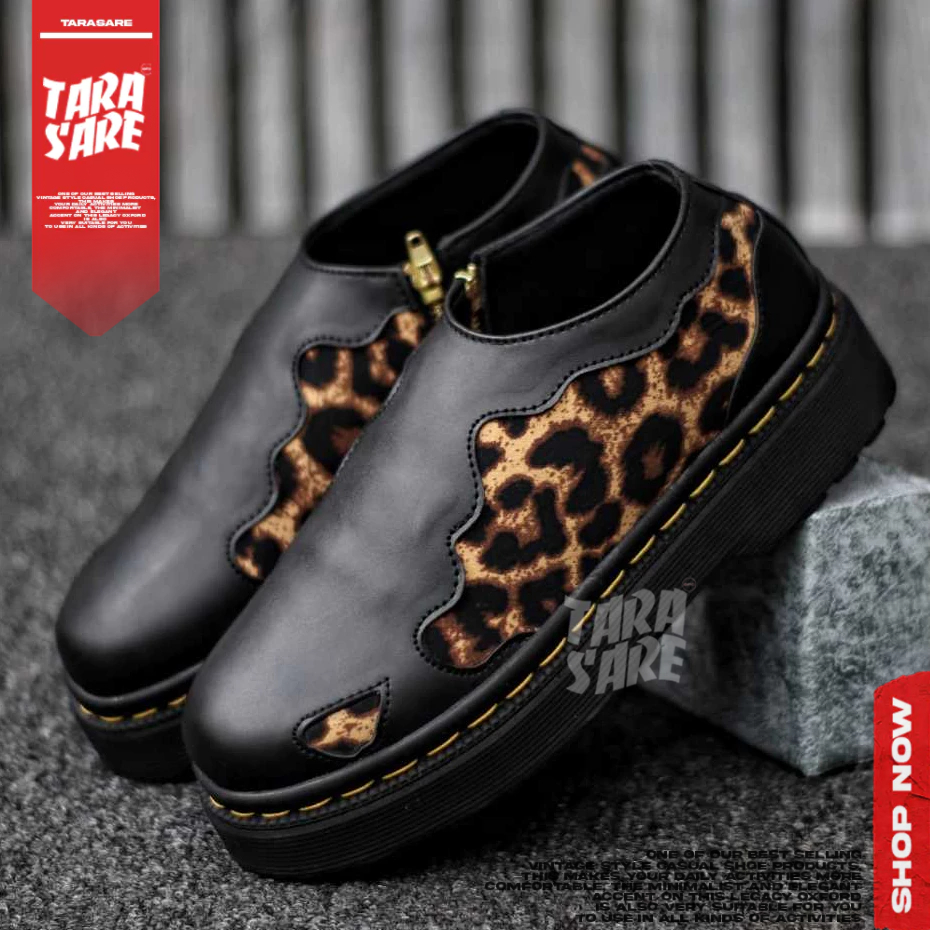 Jual LEOPARD - Sepatu Formal Loafers Docmart Leopard Hitam Wanita ...