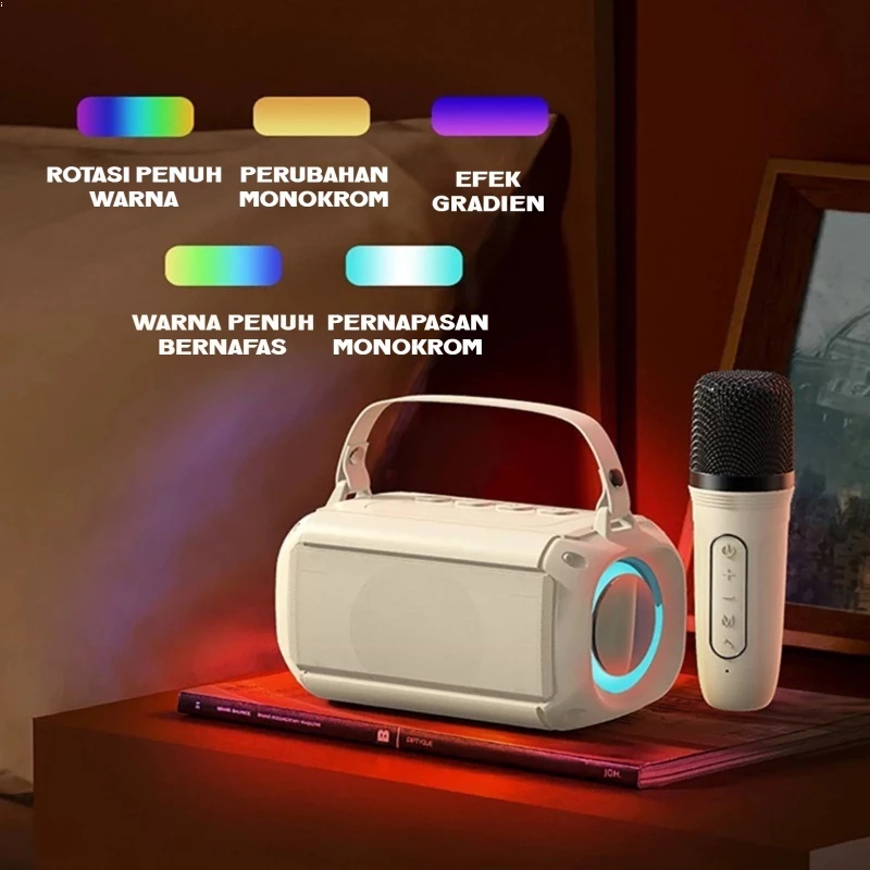 Jual (COD)Speaker bluetooth 2Mic 1 set karaoke speaker ktv Cute ...