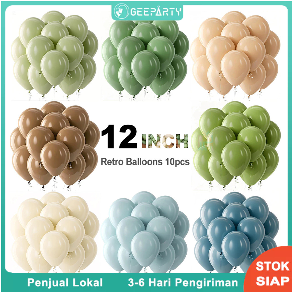 10/20/50 pcs 12 Inci Balon Retro Hijau Sage Biru Dusty Cokelat Untuk Dekorasi Pesta Ulang Tahun Pernikahan