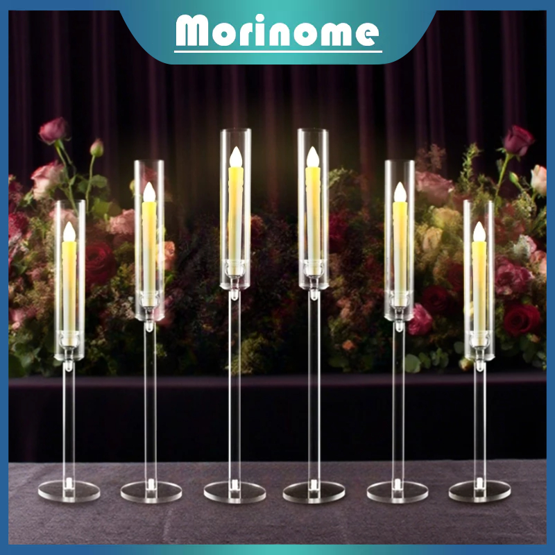 [Lilin Elektronik Gratis]Tempat Lilin Akrilik Tinggi Transparan Stand Hiasan Meja Set 3 Modern Minimalis Estetik Dekorasi Eropa Pesta Pernikahan Wedding Lilin Meja Makan Hiasan Ramadhan DMO