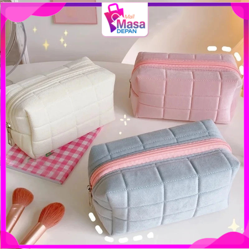 Jual MMD Pouch Kosmetik Lucu Warna Macaroon Kotak Pensil Sleting Velvet ...