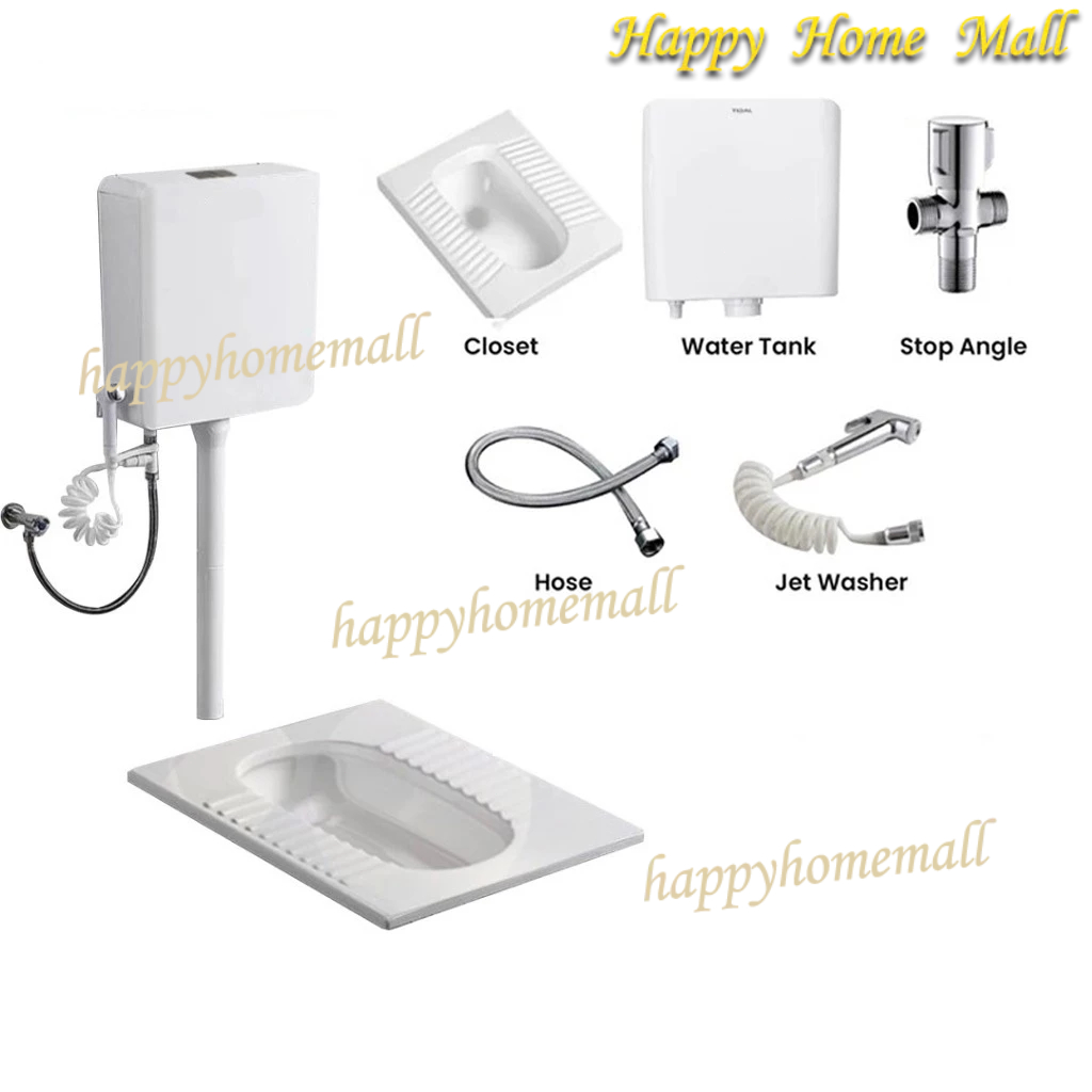 [Termurah-COD] Putih Kloset Jongkok 1Set + Water Tanki Air Kursi WC Jongkok