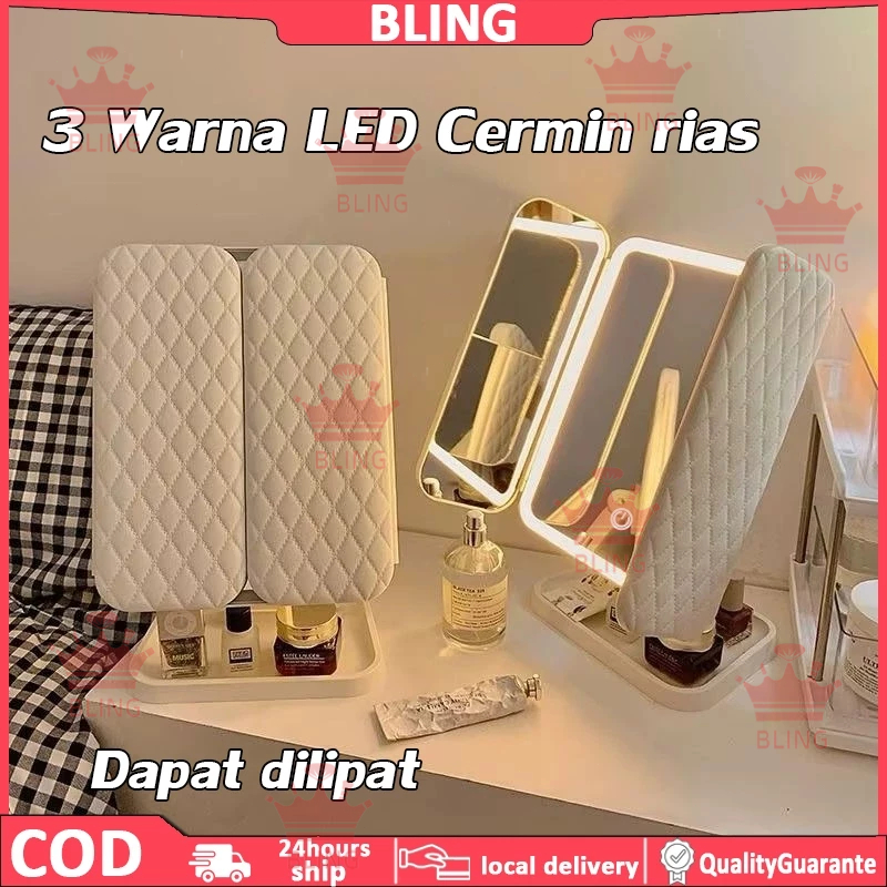 Jual 3 Warna LED Rechargeable Cermin Rias Pembesaran Bercahaya Cermin ...