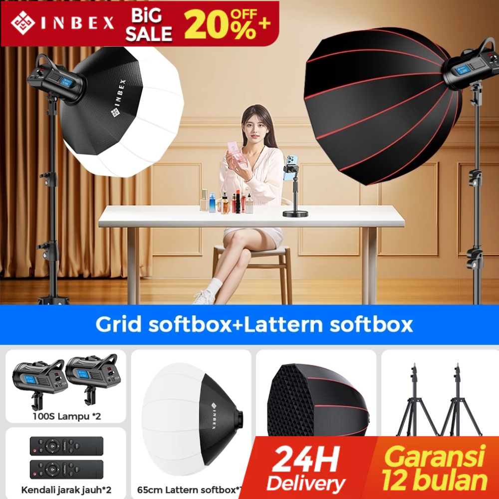 Jual Siap INBEX IL-100S Lampu Studio Softbox Kit 100W Live Lampu Foto ...