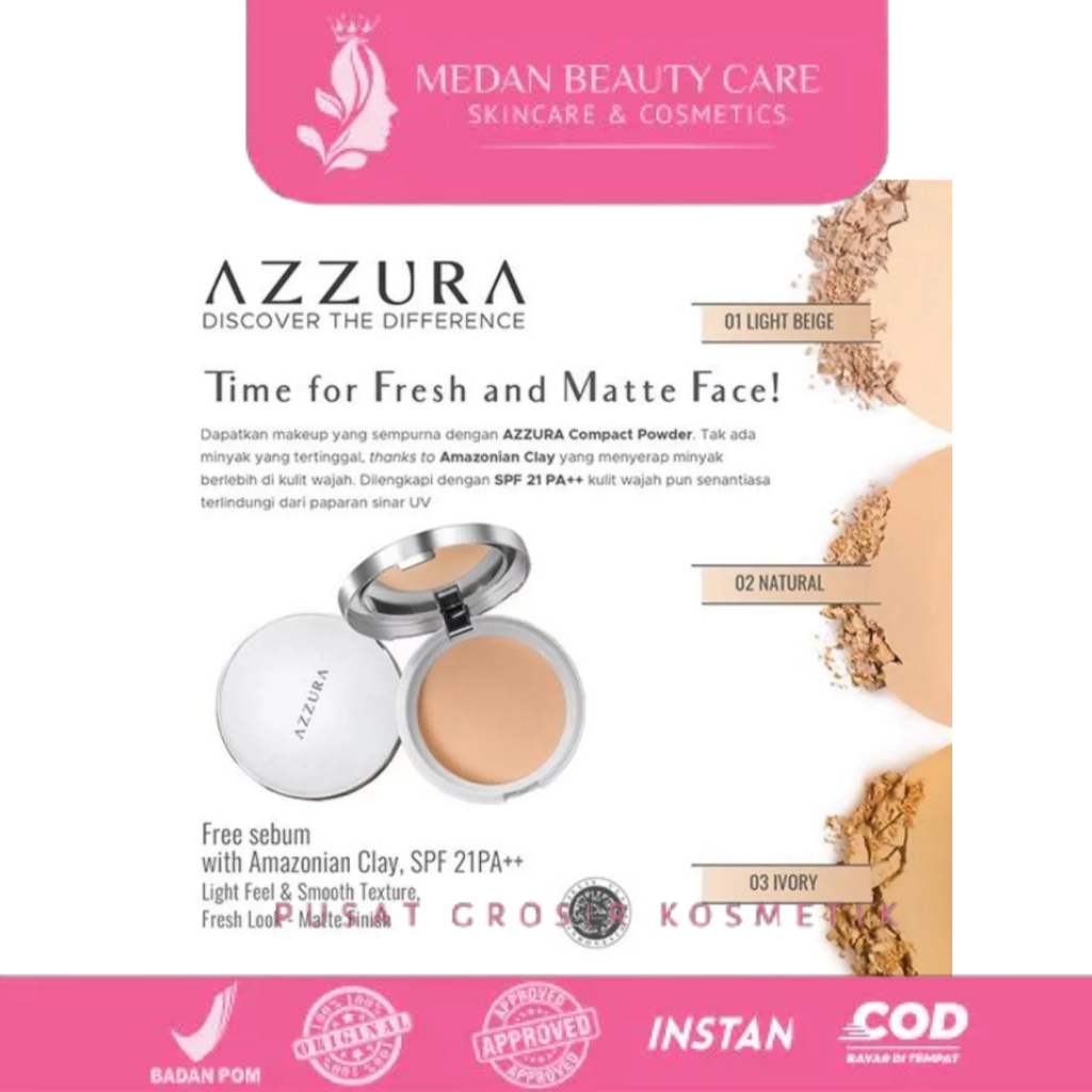 Jual Azzura Compact Powder Fresh Look | Shopee Indonesia