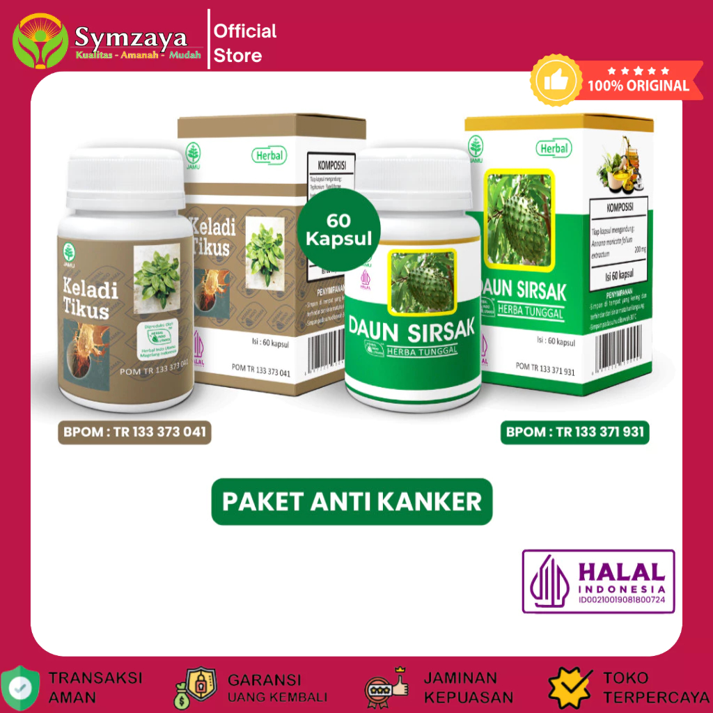 HIU – PAKET ANTI KANKER  Keladi Tikus + Daun Sirsak Cegah dan Obati Kanker Tumor Herbal Indo Utama