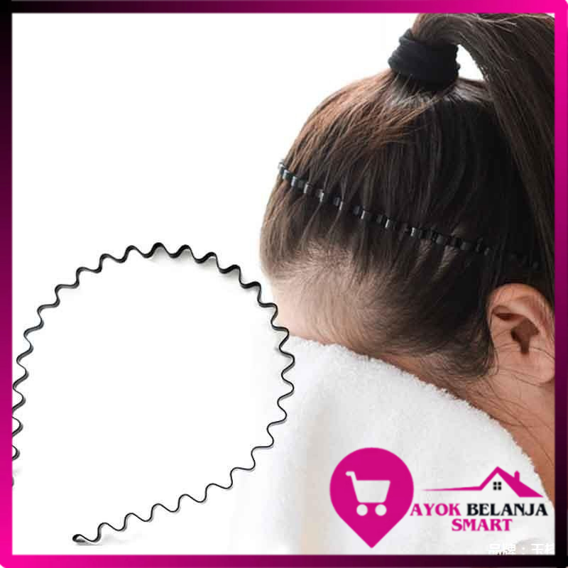 Jual ABS Bando Korea Bentuk Gelombang Zigzag Hitam Polos Bandana ...