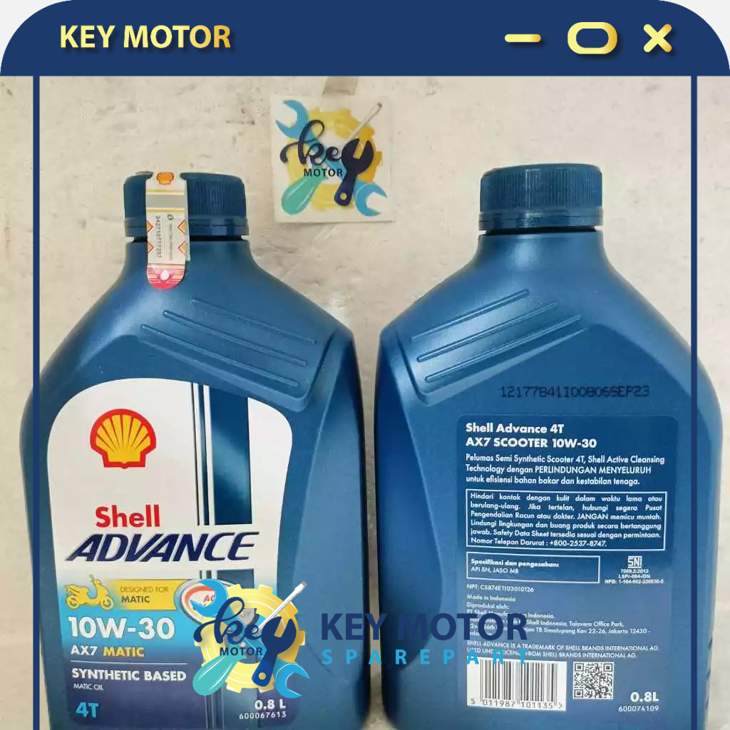 Jual Oli Shell ADVANCE AX7 Mesin Motor Matic 4T 10W-30 0,8 Liter 100% ...