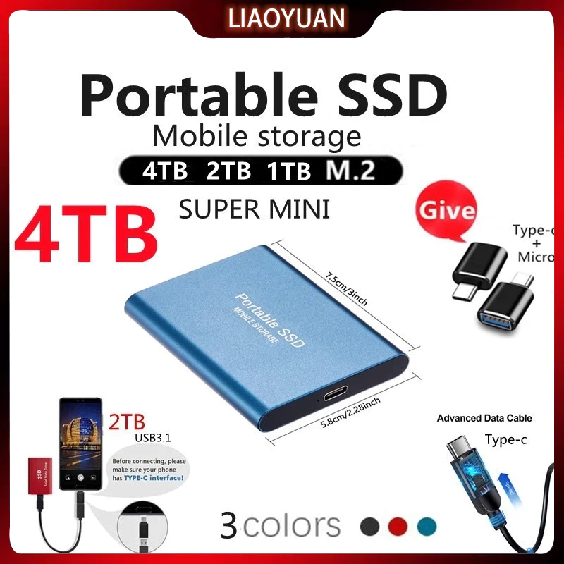 Jual 【harga terendah 24H】Portable SSD External hard drives 1TB 2TB 4TB