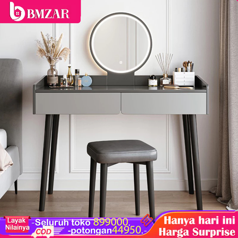 Jual BM Meja Rias Minimalis Lampu LED Meja Rias Modern Abu-abu Meja ...
