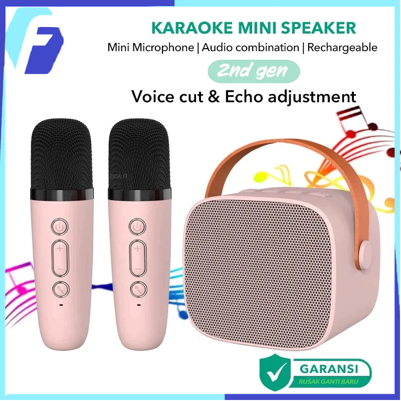 Jual 【COD】Mini Speaker Bluetooth 2 mic 1 Karaoke /Bluetooth 5.3 Mini ...
