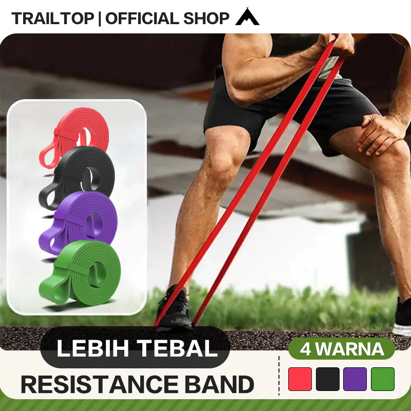 TrailTop Resistance Band Tali Karet Elastis Olahraga Gym Alat Yoga Fitness Anti Slip Bermacam Ukuran
