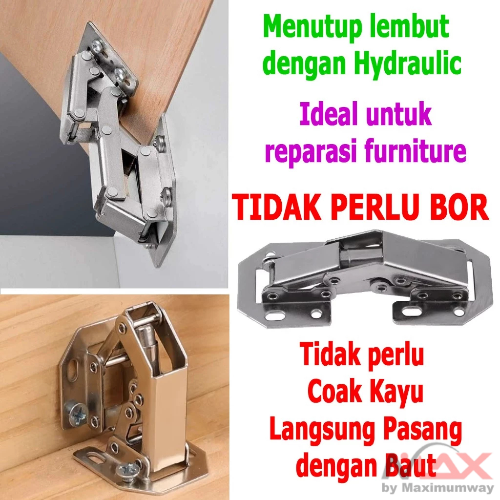 Jual YTR Engsel lemari Hinge simple tanpa bor Engsel Sendok Slow Motion ...
