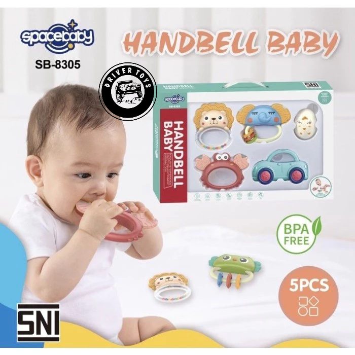 Jual GIGITAN RATTLE BAYI SPACE BABY HANDBELL RATTLE & TEETHER SET OF ...