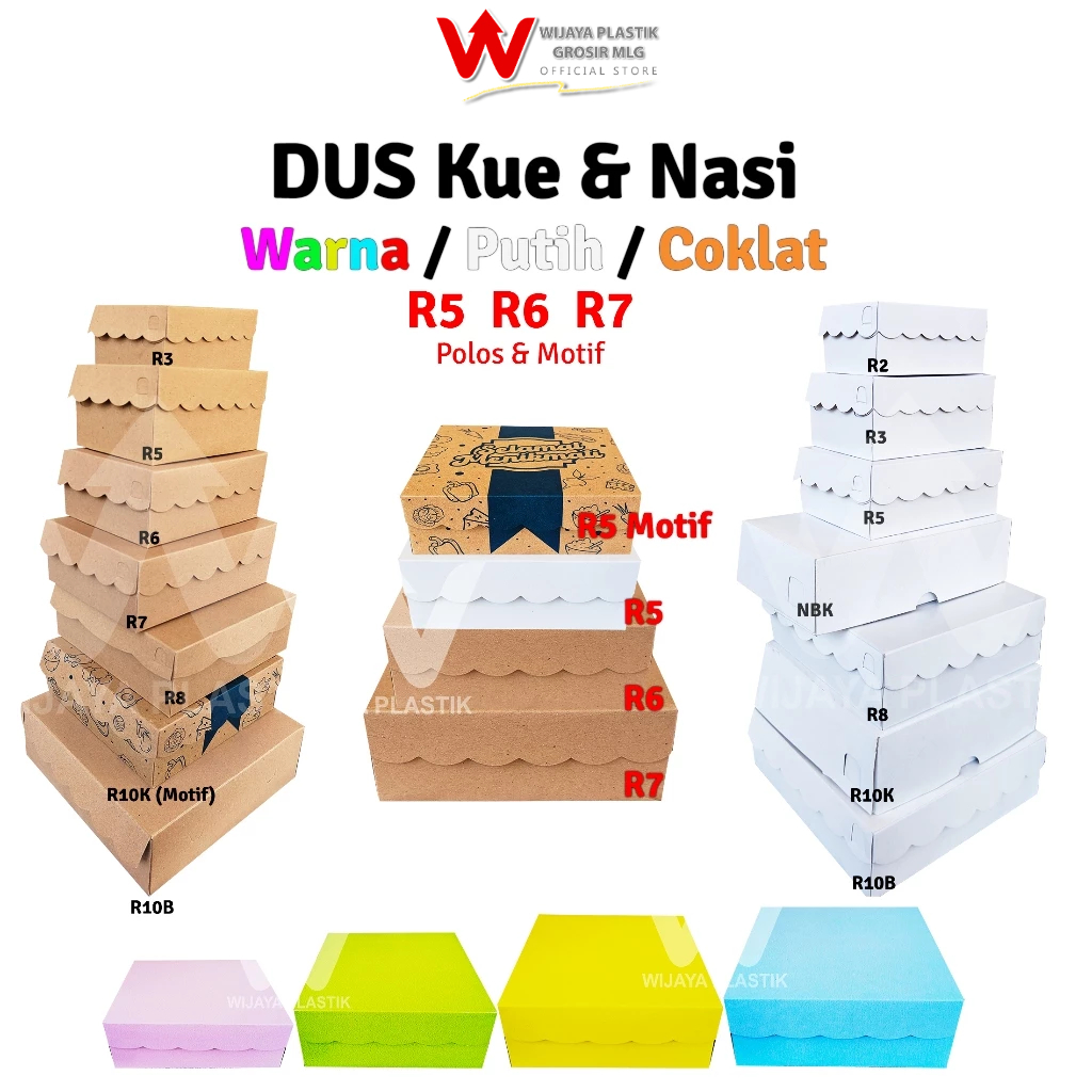 Jual [50Pcs] Dus Kue ( R5 R6 R7 ) Warna / Putih / Coklat --- 50 pcs @1/ ...