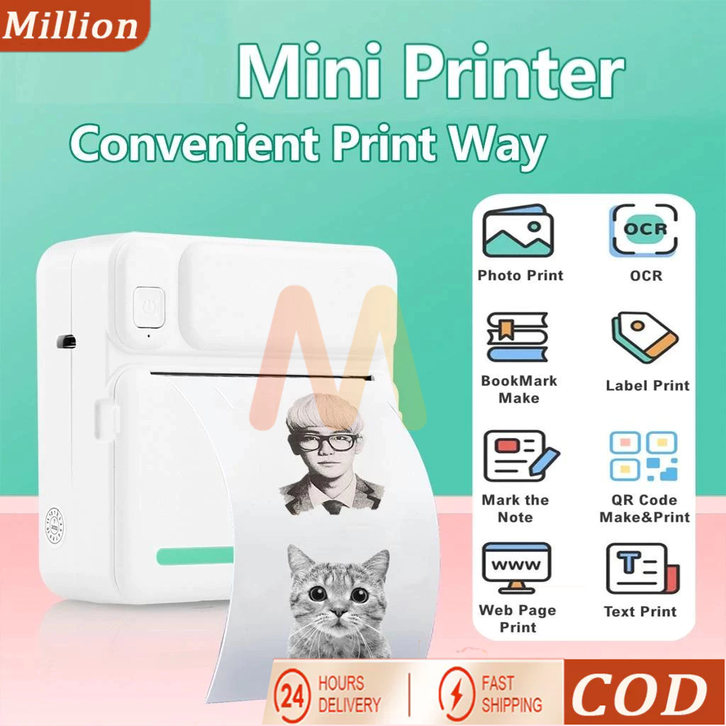 Jual 【Penjual Lokal/COD】Mini Portable Thermal Printer Pocket Printer ...