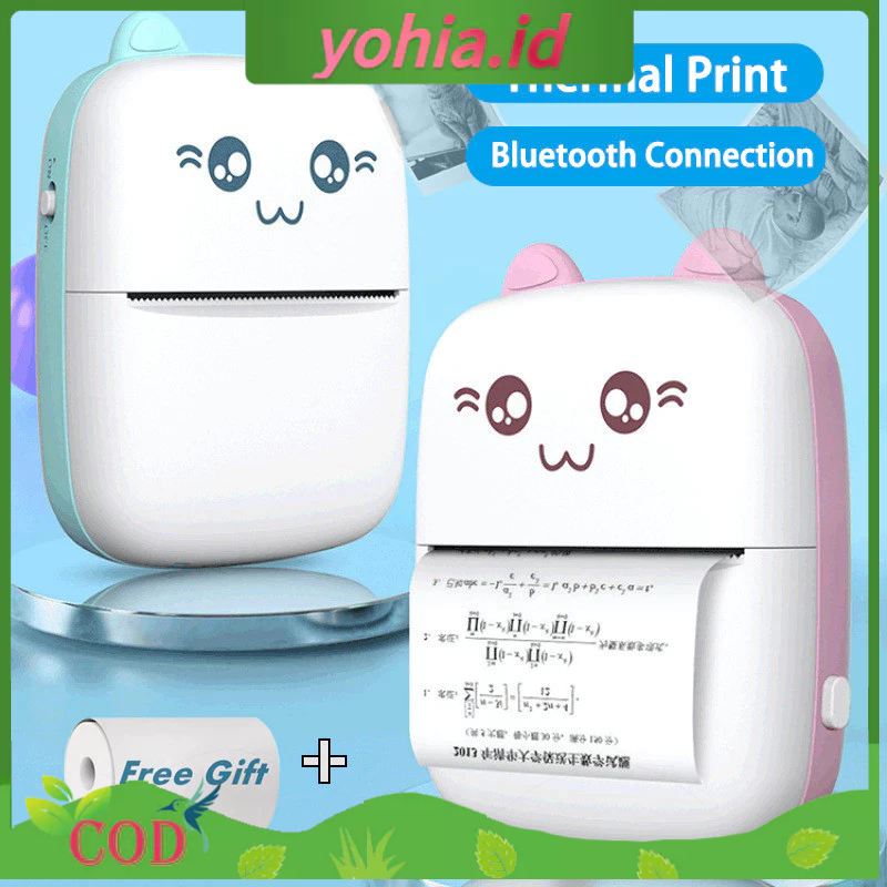 Jual 【COD】Mini Cute Thermal Printer Bluetooth Portable Label Printer ...