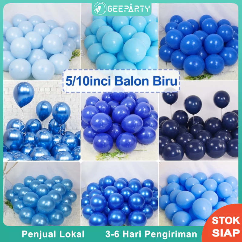 5/10 inci Balon Biru Muda Biru Metalik untuk Dekorasi Pesta Ulang Tahun Ulang Tahun Pernikahan