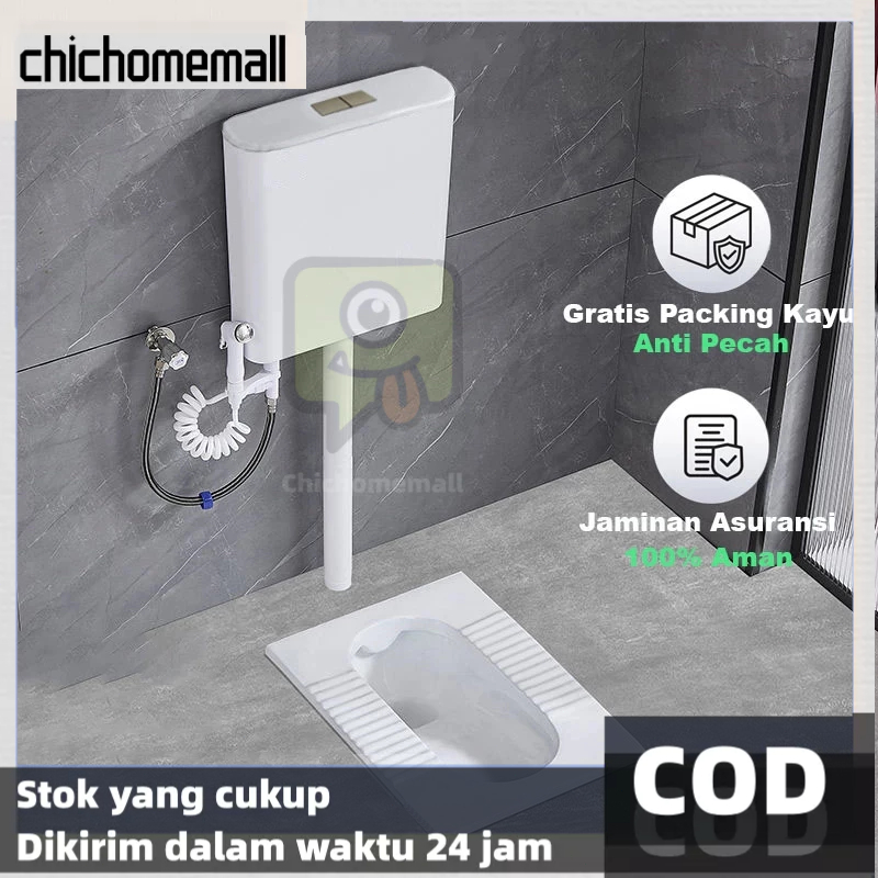 Kloset Jongkok 1Set + Watertank Flush Toilet WC Jongkok Bahan Keramik Warna Putih