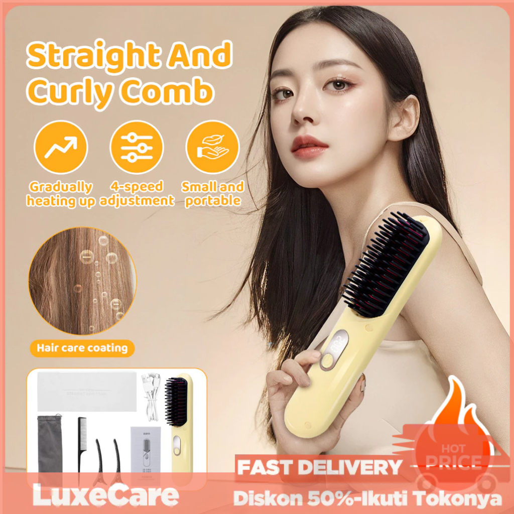 Jual MafaBabe Sisir Nirkabel - Pelurus Rambut 2 dalam 1 - Pemanasan 4 ...