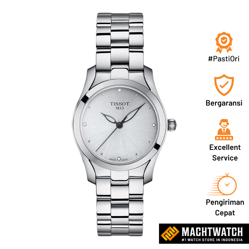 [PROMO GLEDEK] Jam Tangan Wanita Tissot T-Wave 30mm T-Lady  Silver Dial Stainless Steel Strap