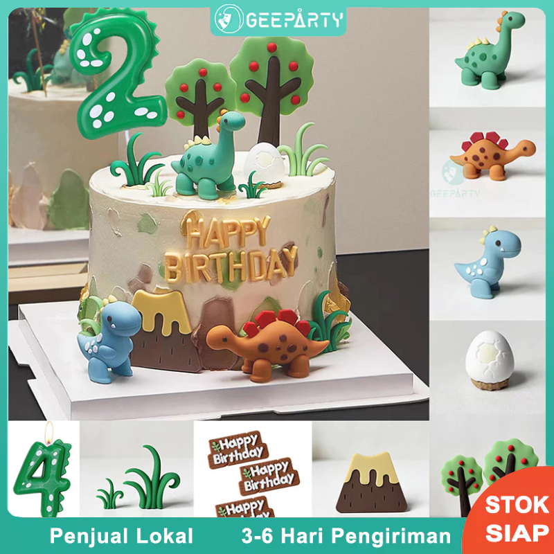 Jual Kartun Dinosaurus Kue Topper Hutan Daun Pohon Buah Dino Karet ...