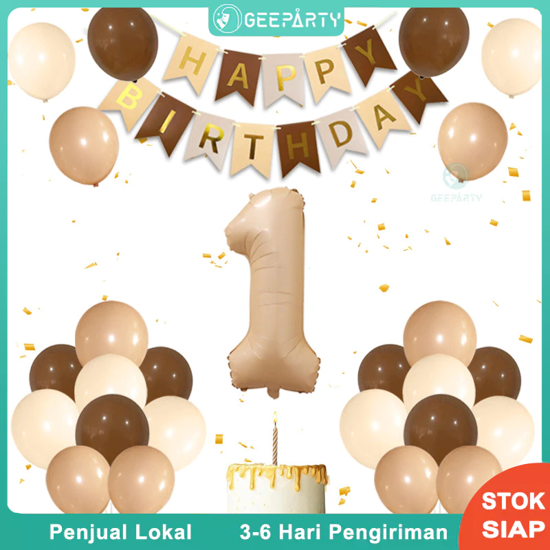 33 Pcs Balon Warna-warni Karamel Set Spanduk Bendera Ulang Tahun Untuk Dekorasi Ulang Tahun Pesta