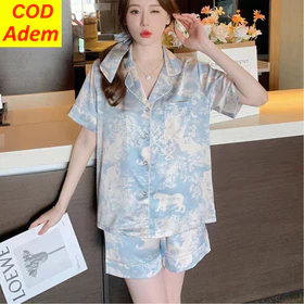 Piyama Wanita Pendek Satin Premium Setelan Baju Tidur Pendek Wanita Lucu Korean Style