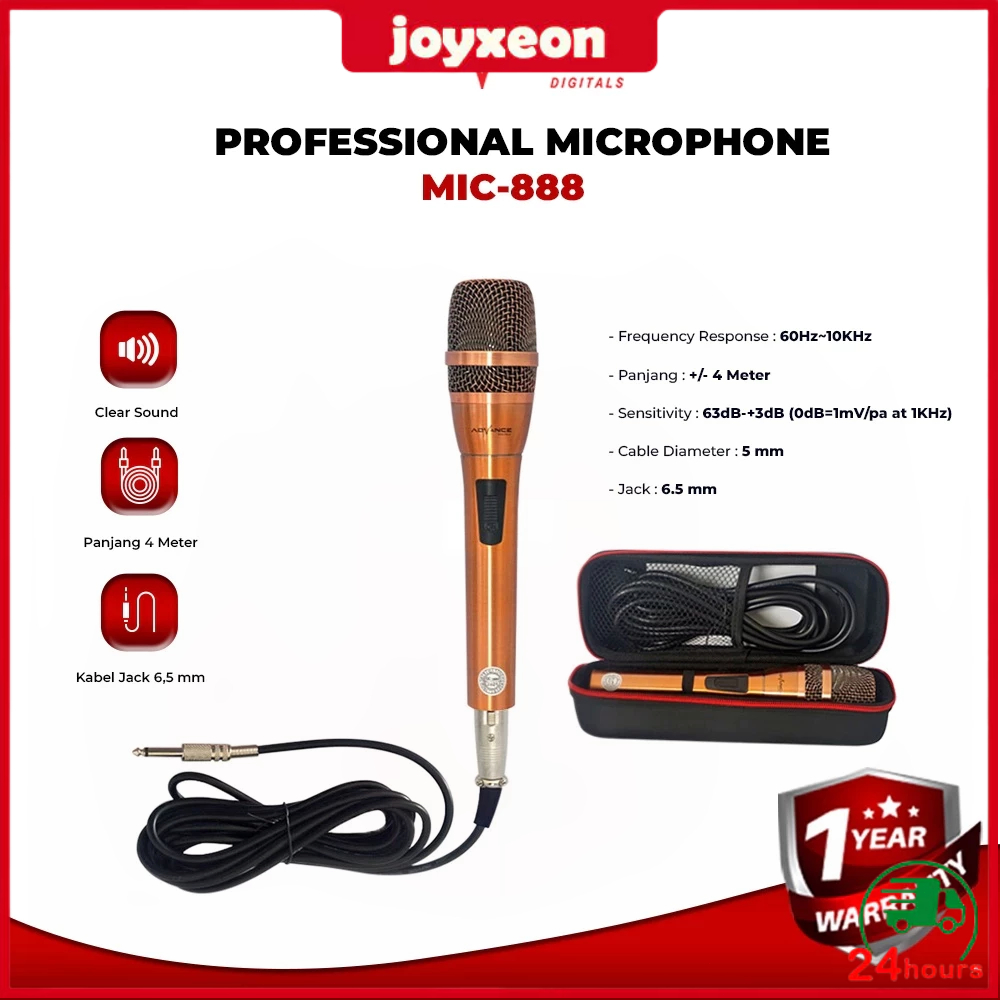 Jual COD Advance MIC-888 Single Profesional Dynamic Microphone Mic ...