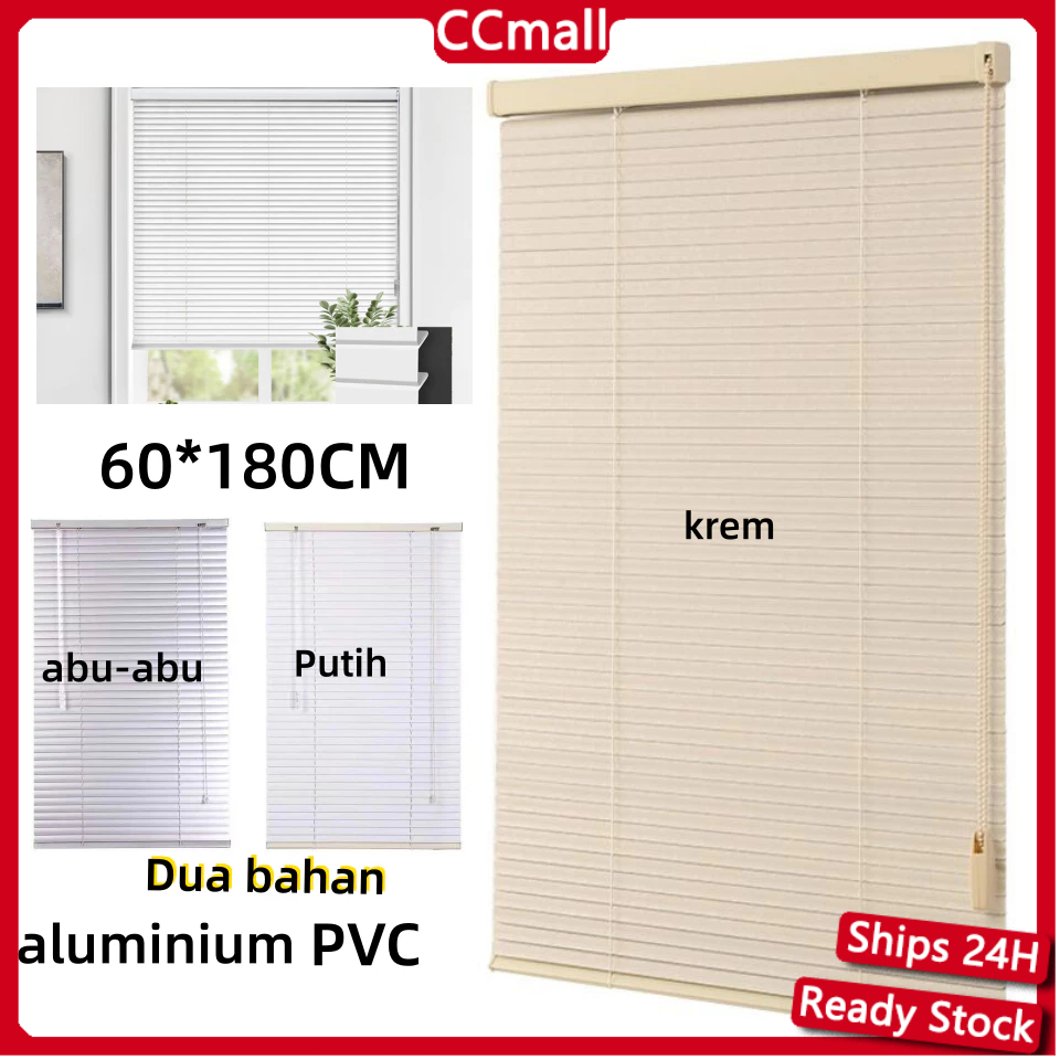 Jual 60x180 CM Tirai Gulung Lipat Jendela Venetian Blinds Gorden 25 mm ...