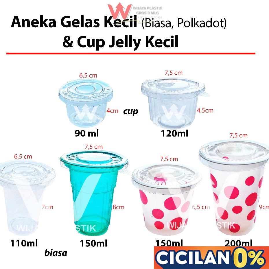 Jual [PROMO] Aneka Gelas Plastik BENING & POLKADOT ( 60 90 100 110 120 ...