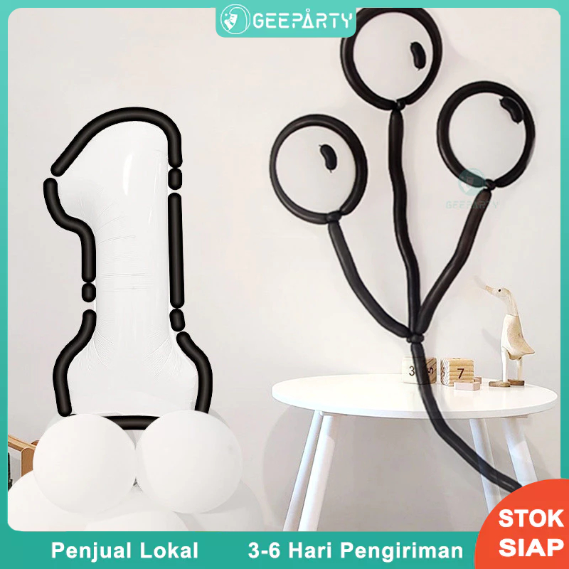 26 Pcs Balon Strip Hitam Balon Putih 32 Inch Set Untuk Perlengkapan Dekorasi Ulang Tahun Pesta Ulang Tahun