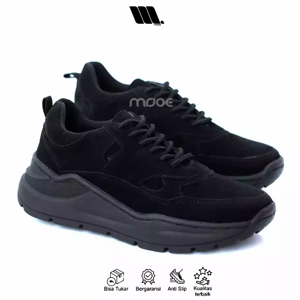 Jual Sepatu Sneakers Full Suede Hitam Pria | Shopee Indonesia