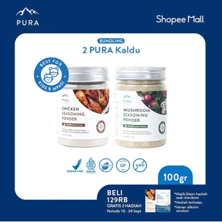 Pura Kaldu Asli | 2 Bumbu Kaldu Ayam Kampung , Sapi, Jamur & Salmon (100gr) - Kaldu Mpasi - BB Booster - No Msg - No Gula - Kaldu Serbaguna - Kaldu Murni - Kaldu Pura