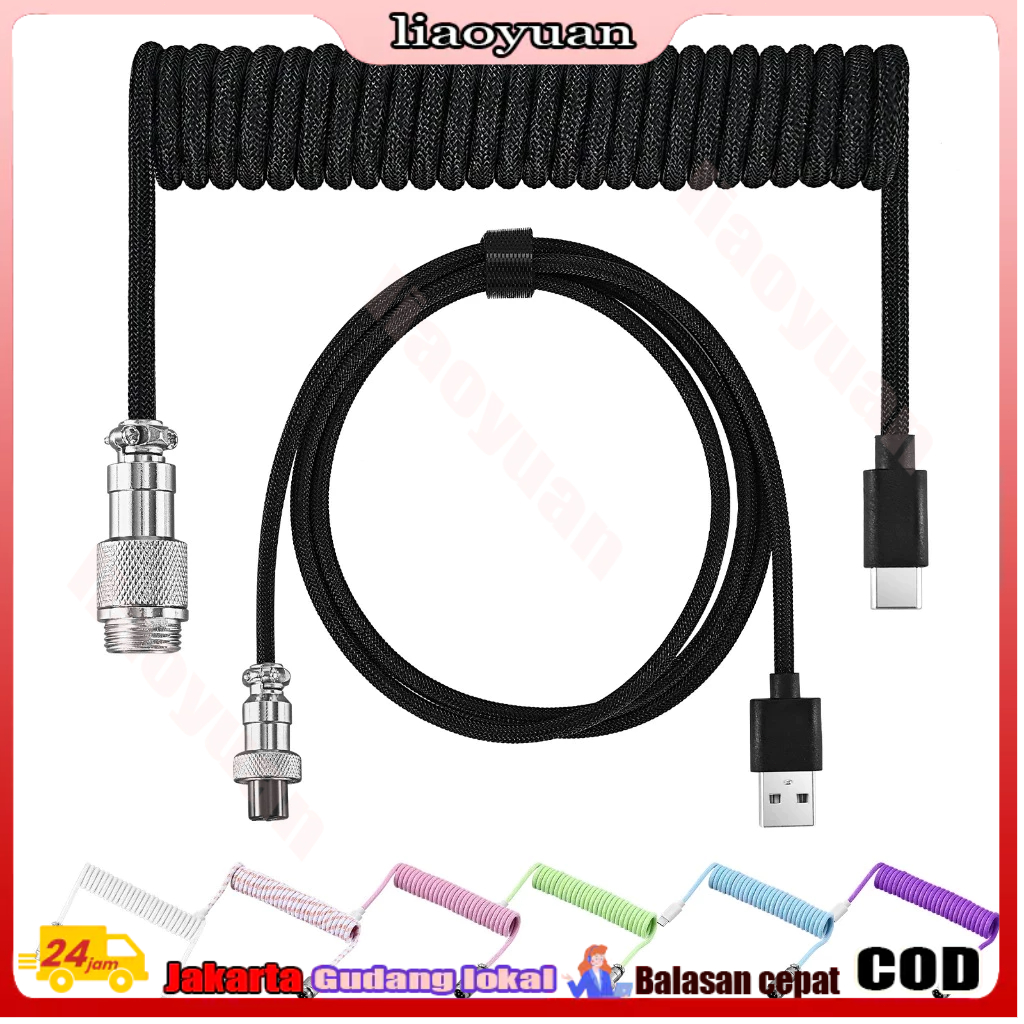 Jual 3M Coiled Cable Type C Aviator Kabel Keyboard Coil Keyboard ...