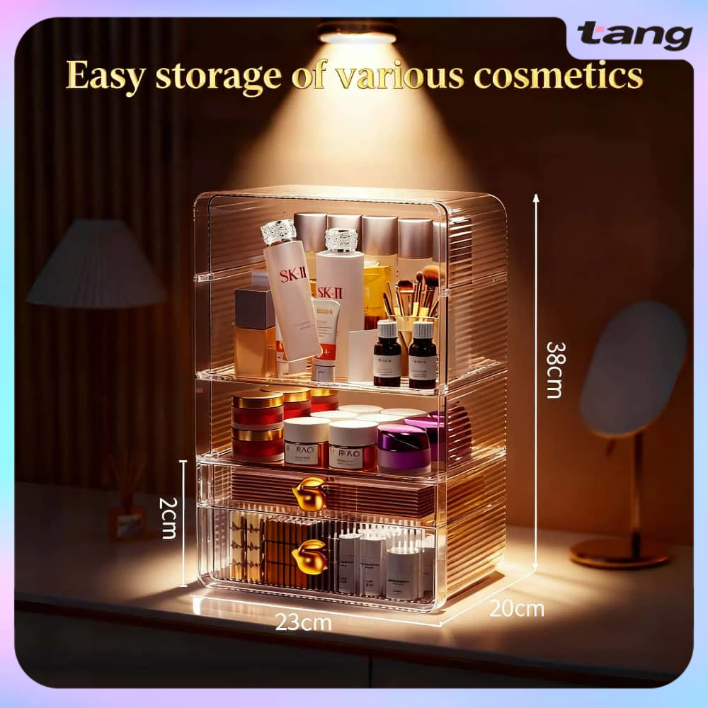 Jual Multi purpose cosmetics shelf dust protection storage box | Semi ...