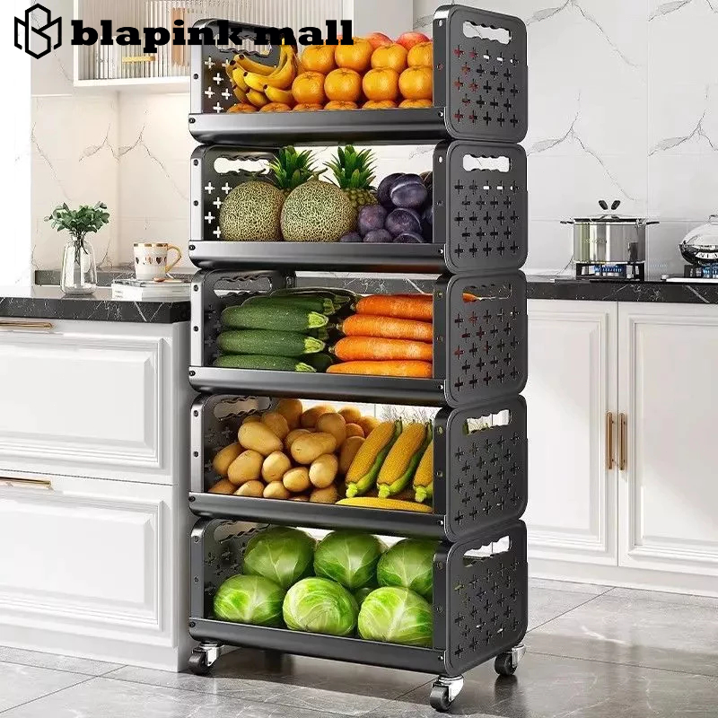 Jual Rak penyimpanan 3/4/5/6susun Rak dapur serbaguna dengan roda Rak ...