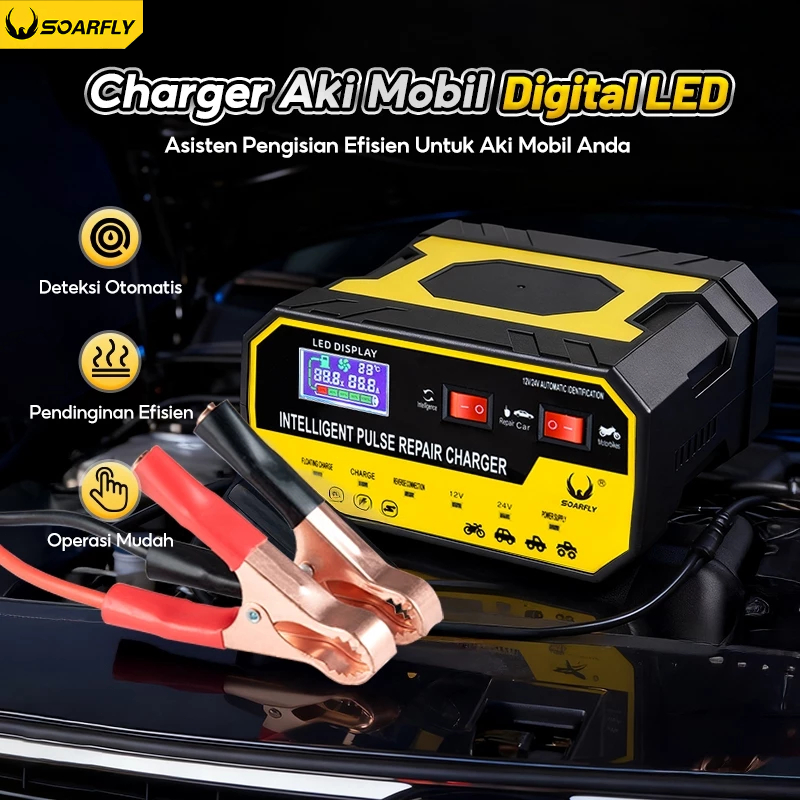 Jual SOARFLY 12V/24V/Charger Otomatis Aki/600W/4800A /Smart Battery ...