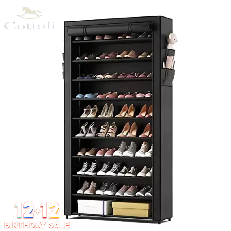 Jual Cottoli Rak Sepatu Kain 10 Susun Rak Sepatu Susun Tertutup Lemari ...